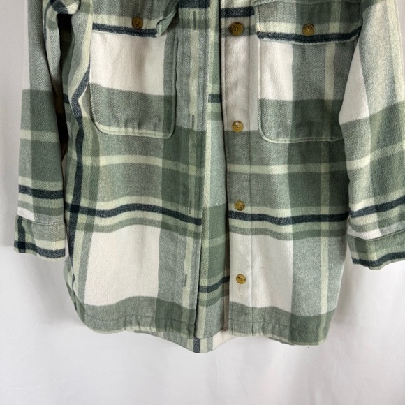 Banana Republic Women's Plaid Flannel Shirt Jacket, Black/Green/Brow - Picture 5 of 15
